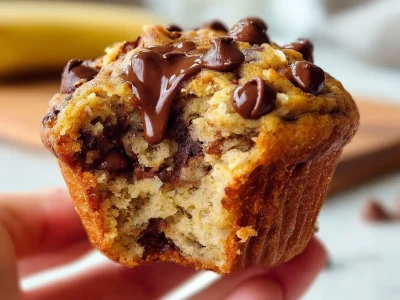 Delicious Banana Chocolate Chip Muffins fresh out of the oven
