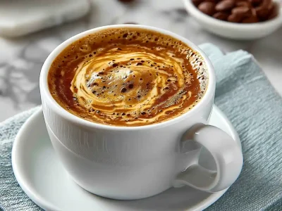 Breve coffee cup with rich crema and foam