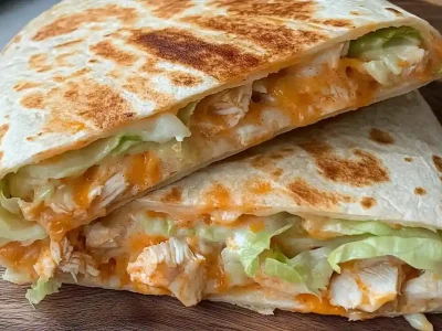 Buffalo Chicken Crunch Wraps with melted cheese