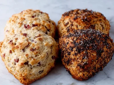 Buttery flaky scones fresh from the oven, golden and delicious.