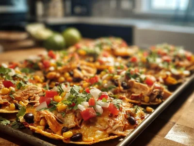 Delicious chicken tostadas topped with fresh ingredients and vibrant flavors.