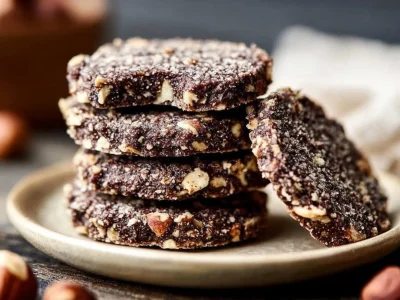 Plate of freshly baked Chocolate Hazelnut Shortbread Cookies