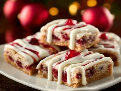 Delicious Christmas Cherry Bars with festive toppings for the holiday season