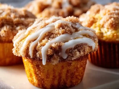 Freshly baked coffee cake muffins ready to serve