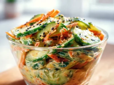 Creamy Asian Cucumber Salad Bowl with fresh cucumbers and dressing