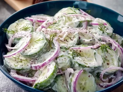 Creamy cucumber salad with fresh herbs and a tangy dressing
