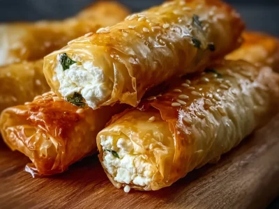 Crispy feta rolls served as a delicious appetizer