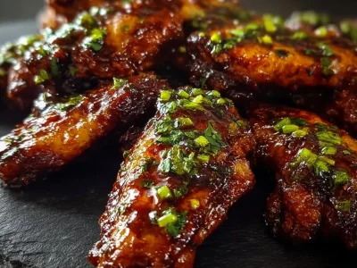 Crispy hot wings served on a plate with dipping sauce