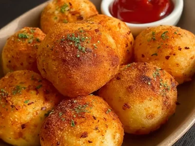 Delicious crispy potato balls served as a snack or appetizer.