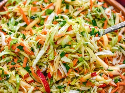 Fresh and vibrant Crunchy Cabbage Salad with Lemon Dressing featuring crisp vegetables.