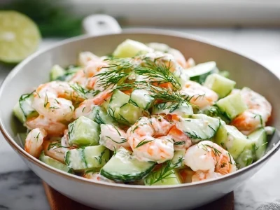 Fresh cucumber shrimp salad with vibrant ingredients for a nutritious meal.