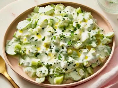 Cucumber Yogurt Salad Protein That’s Fresh, Light and Full of Flavor cucumber yogurt salad protein served