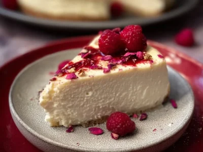 Delicious diabetic cheesecake served on a plate with fresh berries.
