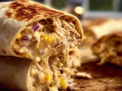 Easy chicken wraps filled with fresh vegetables and grilled chicken.