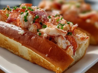 Delicious Connecticut lobster roll served on a fresh bun