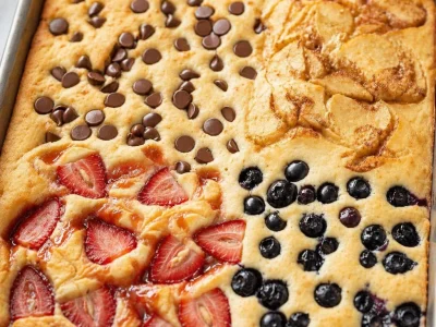 Fluffy sheet pan pancakes baked to perfection, ideal for easy breakfast meal prep.