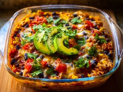 High-Protein Chicken Cottage Cheese Enchilada Bowl and toppings