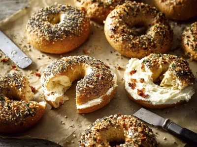Delicious homemade bagels made without yeast, perfect for a quick breakfast.