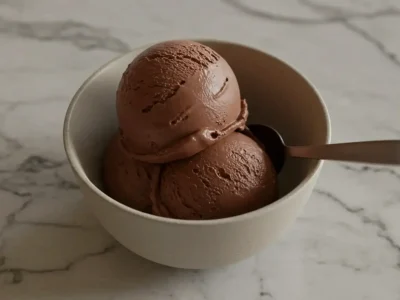 homemade chocolate ice cream in bowl