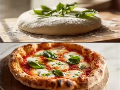 Delicious homemade pizza baked to perfection with fresh ingredients.