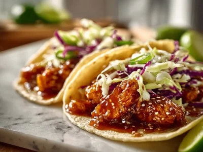 Delicious Honey Garlic Chicken Tacos served with fresh ingredients