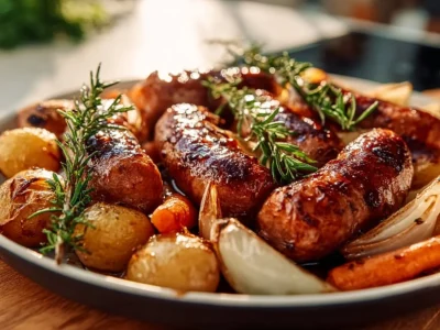 Honey Garlic Kielbasa dish garnished and ready to serve