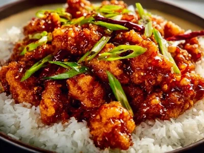 Irresistibly spicy dragon chicken served hot with fresh herbs