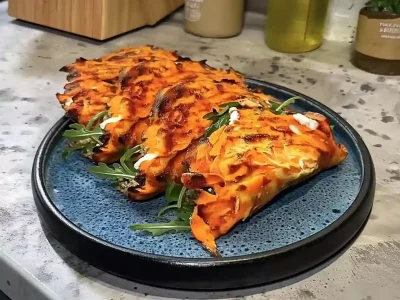 Low calorie and high protein carrot wrap folded and served