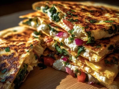 Delicious Mediterranean Quesadillas filled with fresh vegetables and cheese