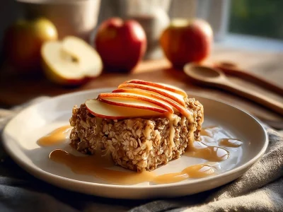 Delicious Oatmeal Apple Breakfast Bake with sliced apples and oatmeal