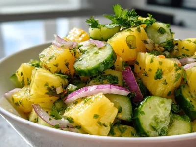 Refreshing pineapple cucumber salad with vibrant colors and fresh ingredients