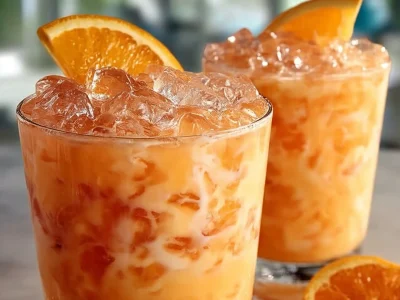 Refreshing Coconut Orange Glow drink with vibrant fruits and coconut.