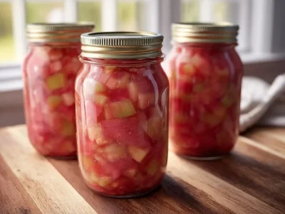 Delicious homemade rhubarb pie filling in a pie crust ready for baking.