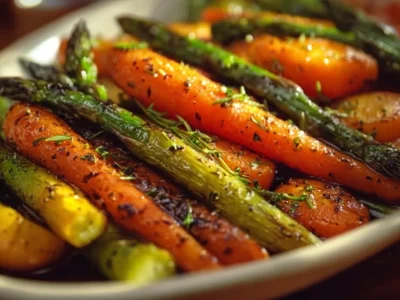 Image of roasted asparagus and carrots, a healthy side dish