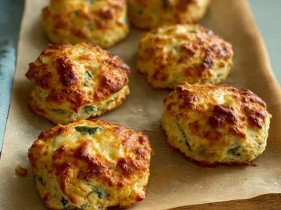 Savory egg biscuits fresh out of the oven, golden and flaky.