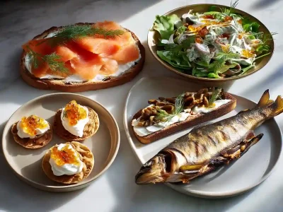 Five smoked trout recipe variations served