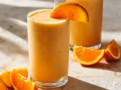A colorful smoothie packed with fruits and nutrients in a glass