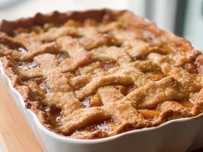 Delicious Southern Peach Cobbler fresh out of the oven