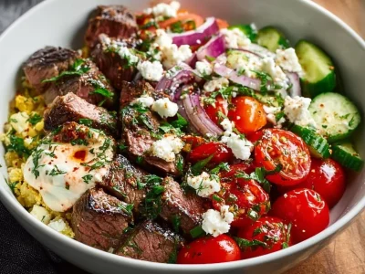 Delicious steak bowl featuring flavorful steak and fresh ingredients