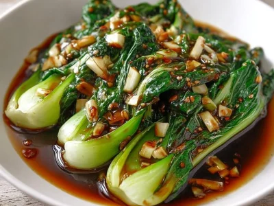 Steamed bok choy garnished for a healthy recipe