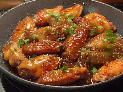 Stove top chicken wings in sticky Asian-style glaze