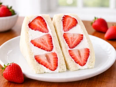 A delicious strawberry sandwich made with fresh ingredients.