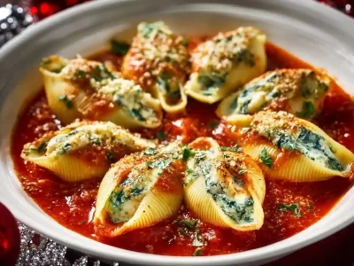 Delicious stuffed shells filled with ricotta and topped with marinara sauce