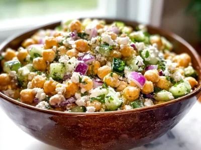 Delicious Summer Chickpea Salad with fresh vegetables and herbs