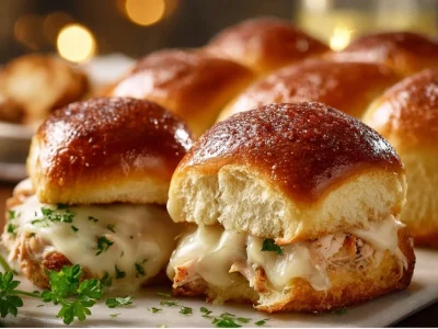 Turkey and Swiss Sliders on a platter with ingredients