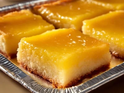 Simple two-ingredient lemon bars served on a plate