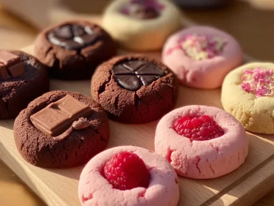 Valentine's Day Ganache Cookies topped with rich chocolate ganache and heart decorations.