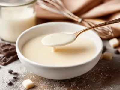 Delicious White Chocolate Mocha Sauce drizzled over a coffee drink