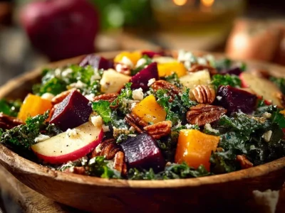 Colorful Winter Garden Salad with fresh vegetables and herbs