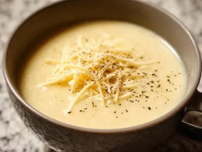 Delicious bowl of Wisconsin cauliflower soup topped with fresh herbs